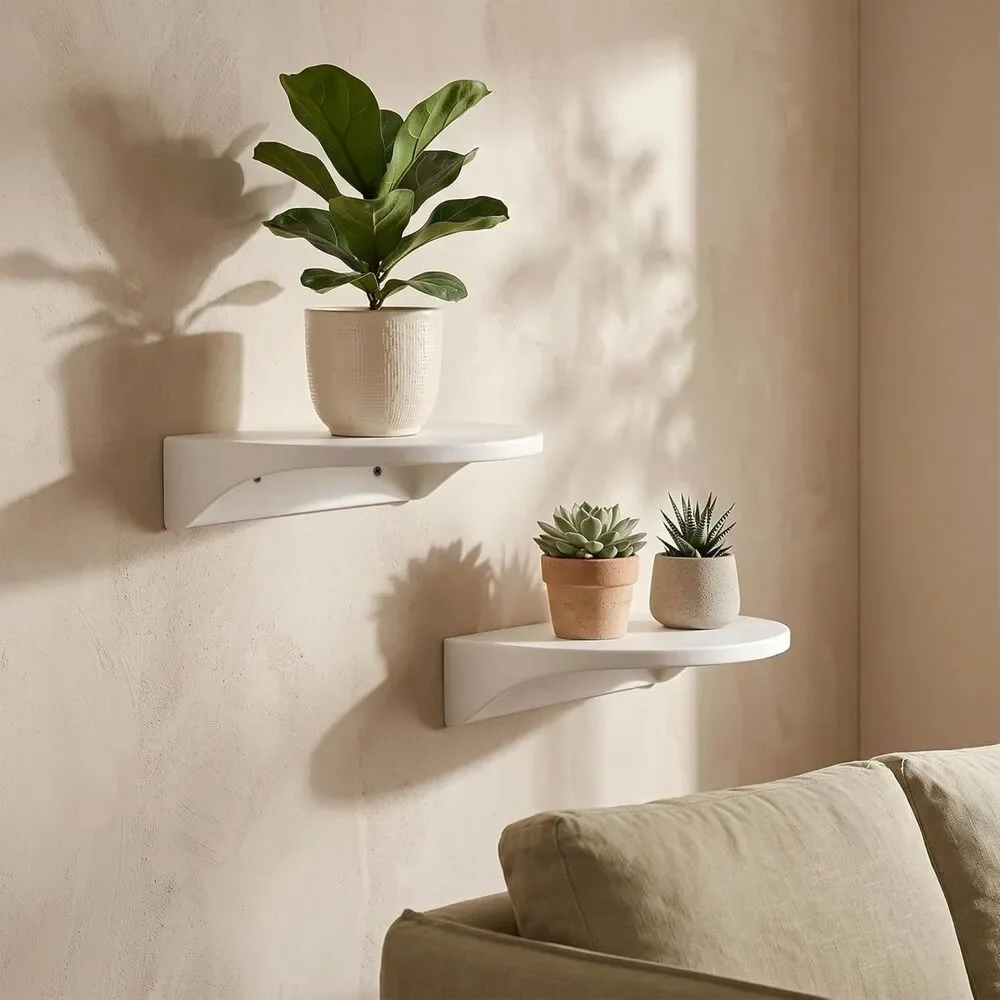 Floating Plant Shelves 2 Pack 5.9x7.4 Wall Mounted Display Shelf Home Decor Set